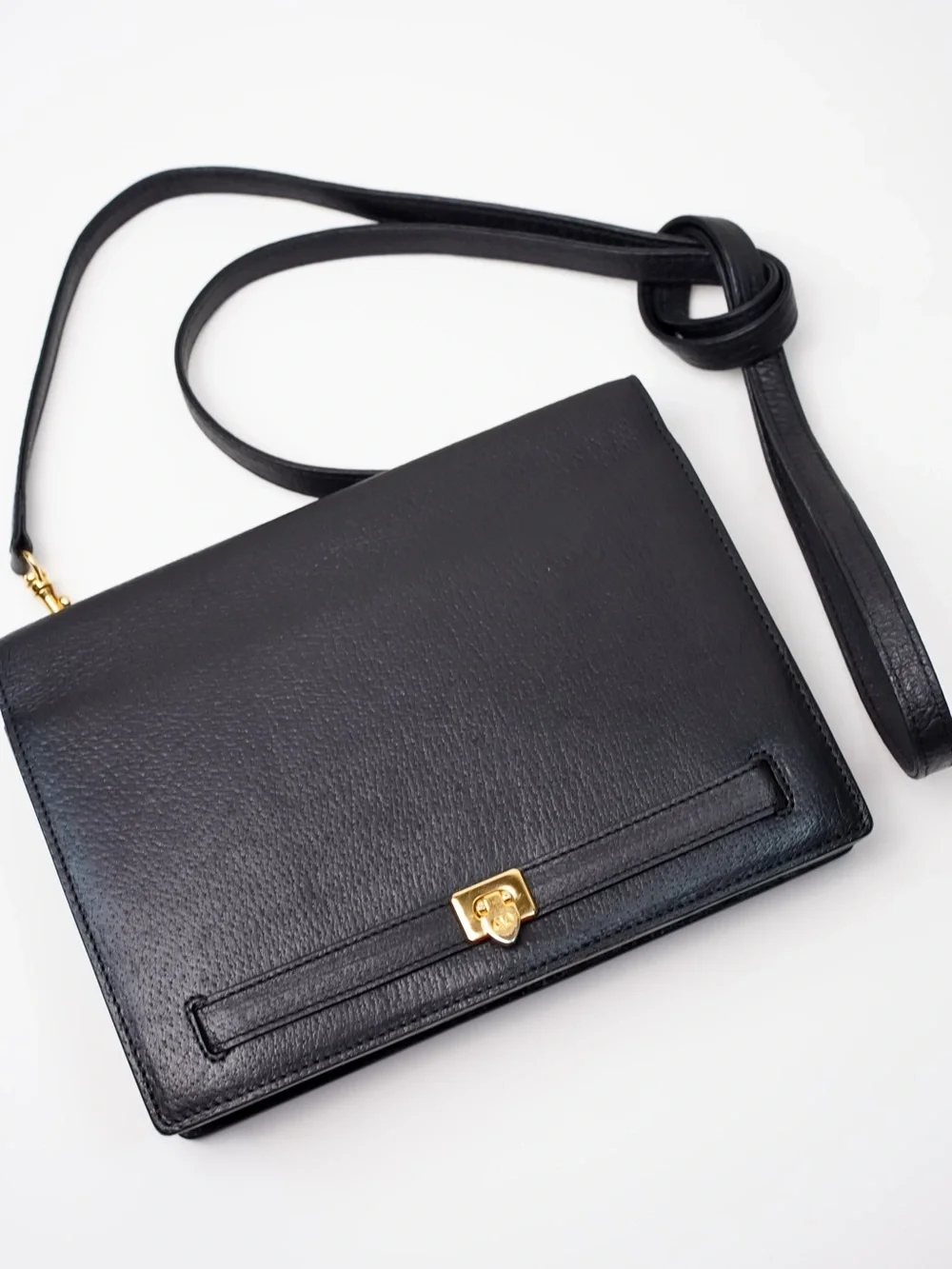 Vintage Valentino Garavani Black Leather Crossbody Bag 90s Quiet Luxury